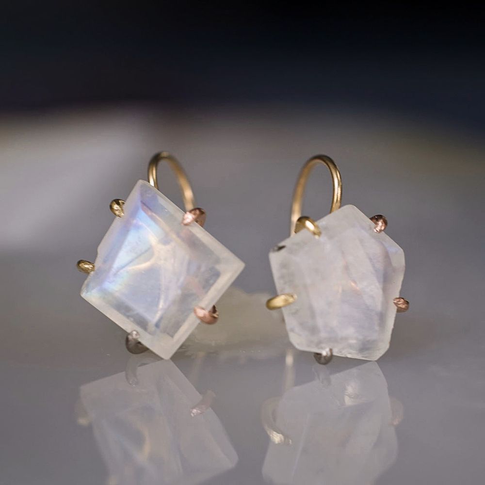Rainbow Moonstone Hook Earrings