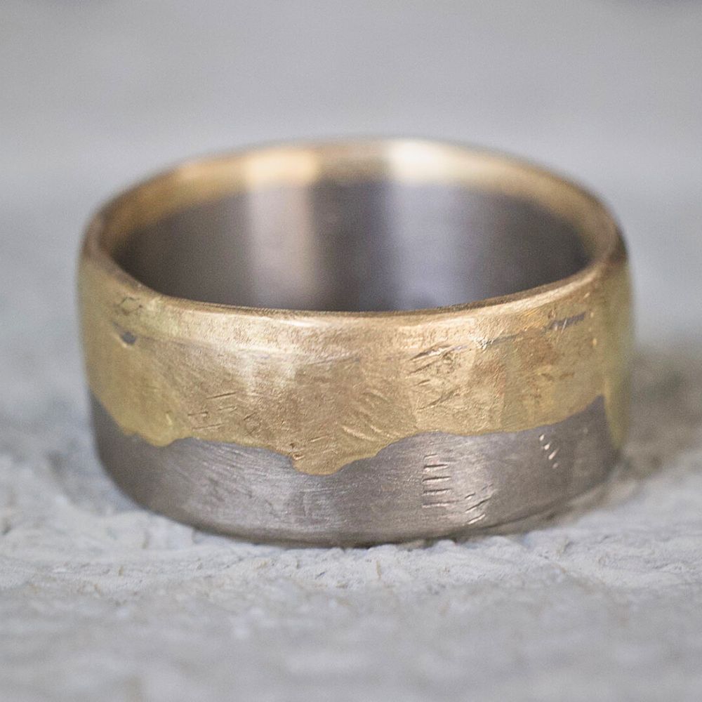 9MM Palladium and Gold Edge Band