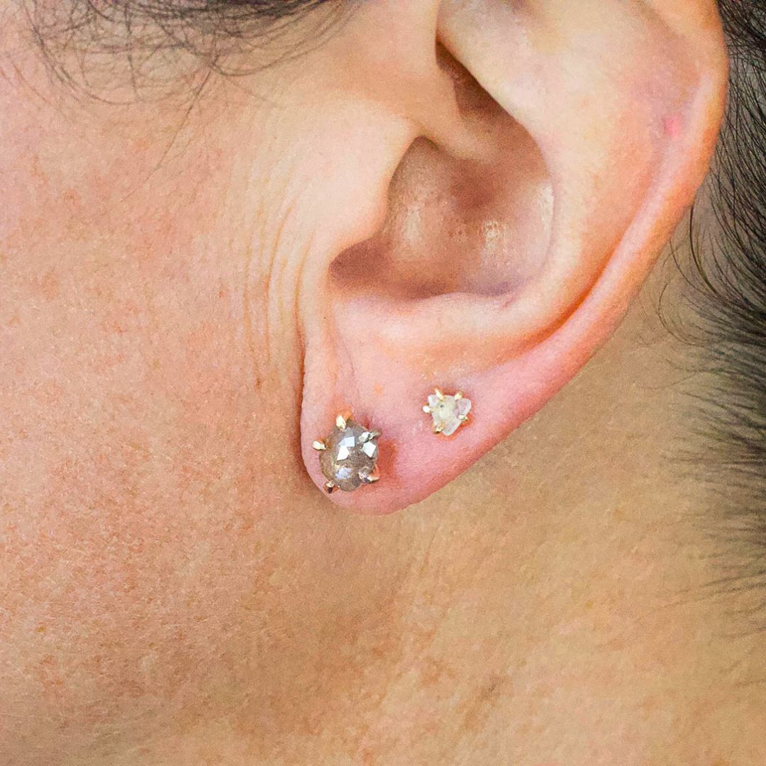 Peach 1.69ct Rose Cut Diamond Studs