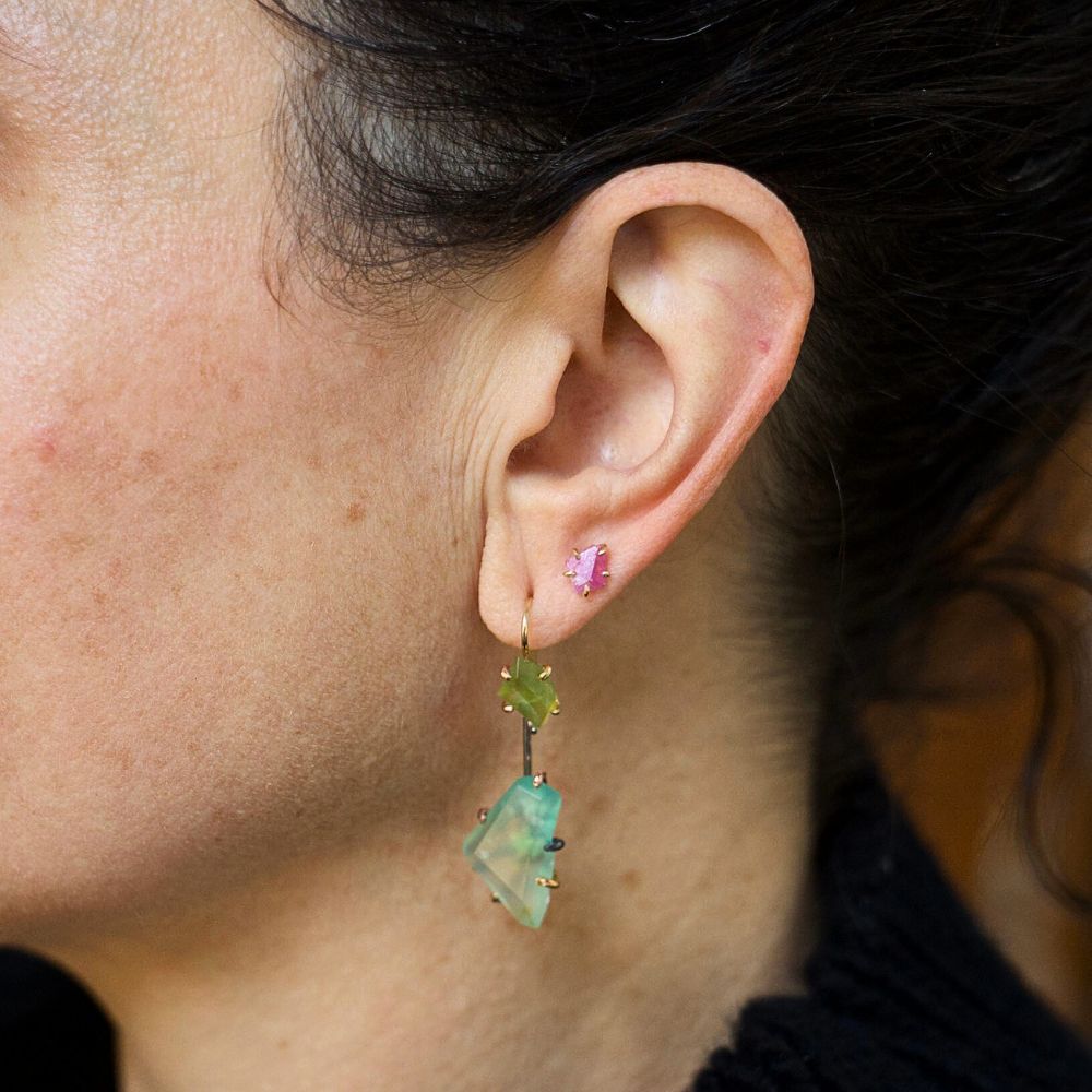 Peridot and Gem Silica Day to Night Earring Set