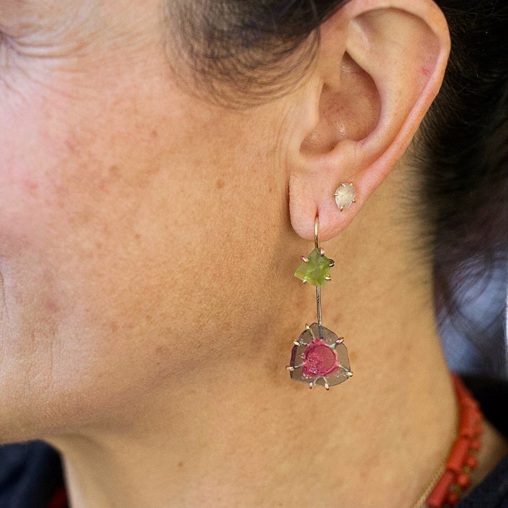 Peridot and Watermelon Tourmaline Day to Night Earring Set