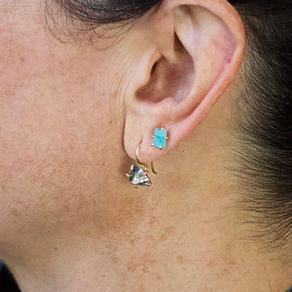 Tibetan Black Quartz Hook Earrings