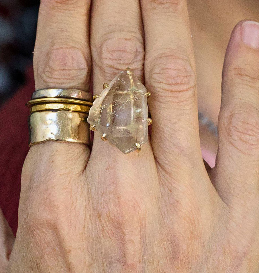 Rutilated Quartz Large Stone Ring