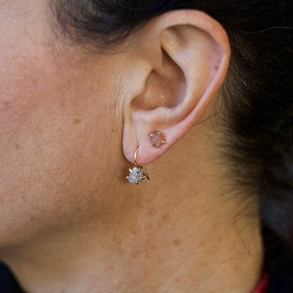 Rough Diamond Hook Earrings
