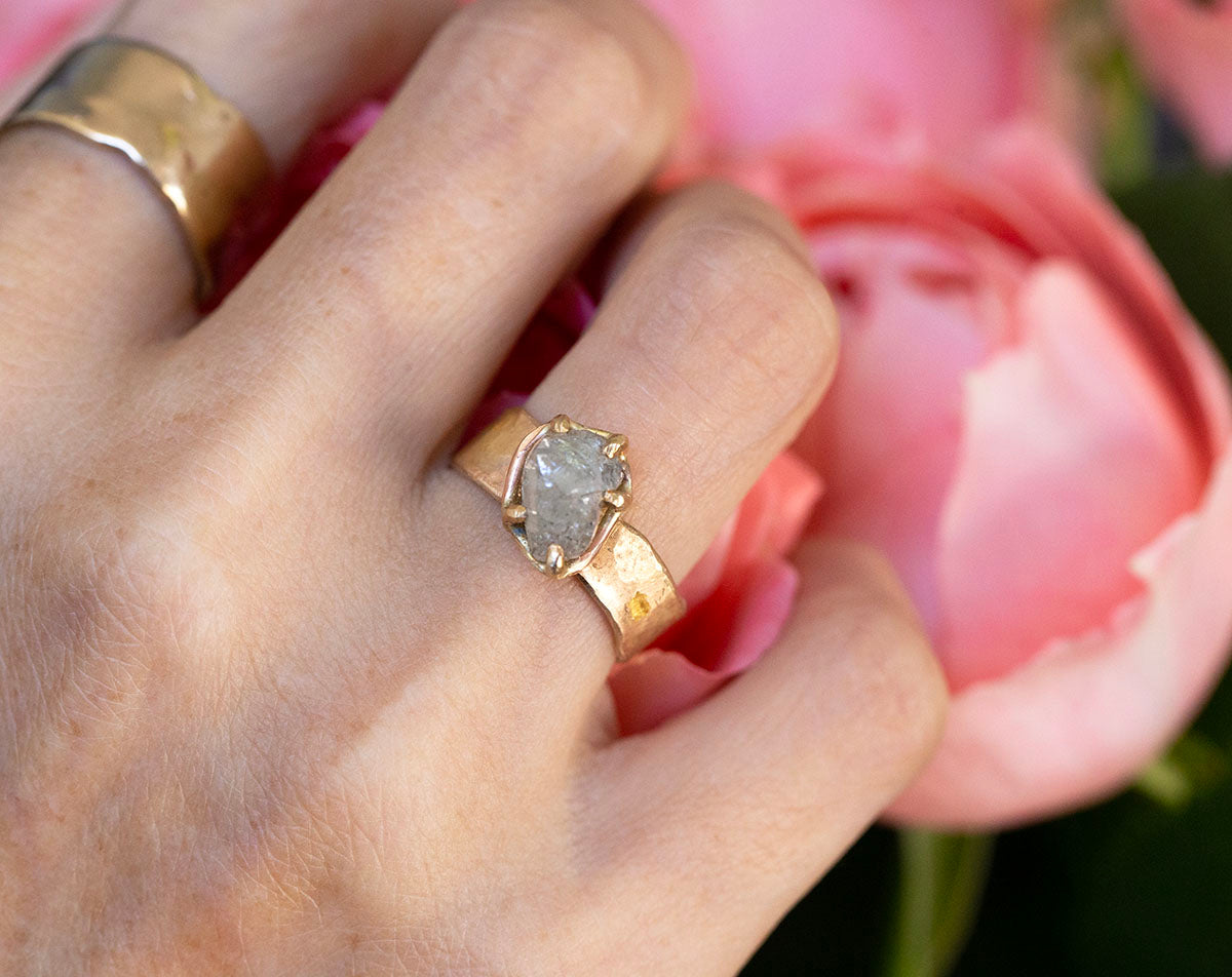 3.5 ct Rough Diamond on our 5mm Cigar Band