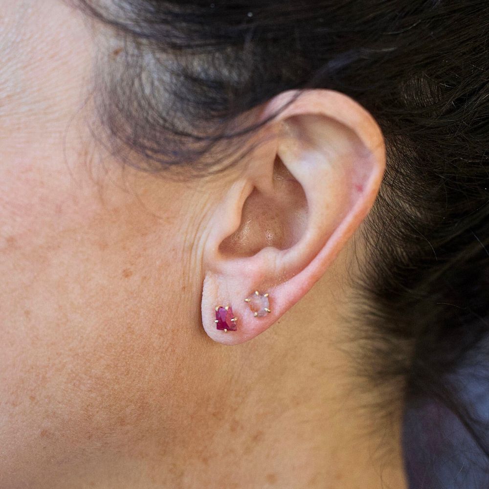 Unheated Tanzanian Ruby Extra Small Stone Studs