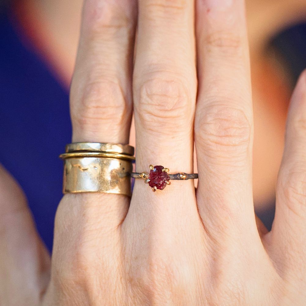 Unheated Tanzanian Exceptional Ruby Small Stone Ring