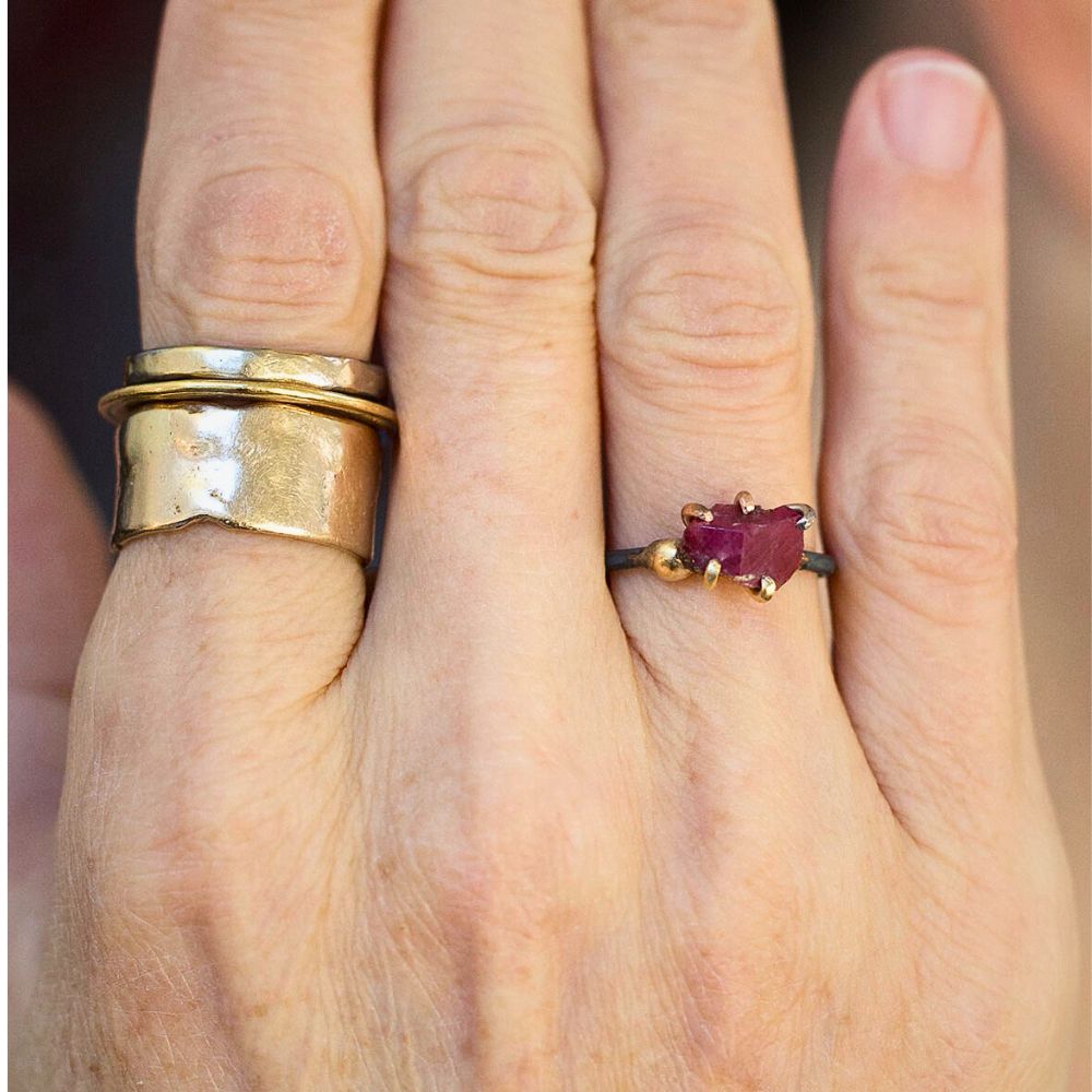 Unheated Tanzanian Ruby Small Stone Ring