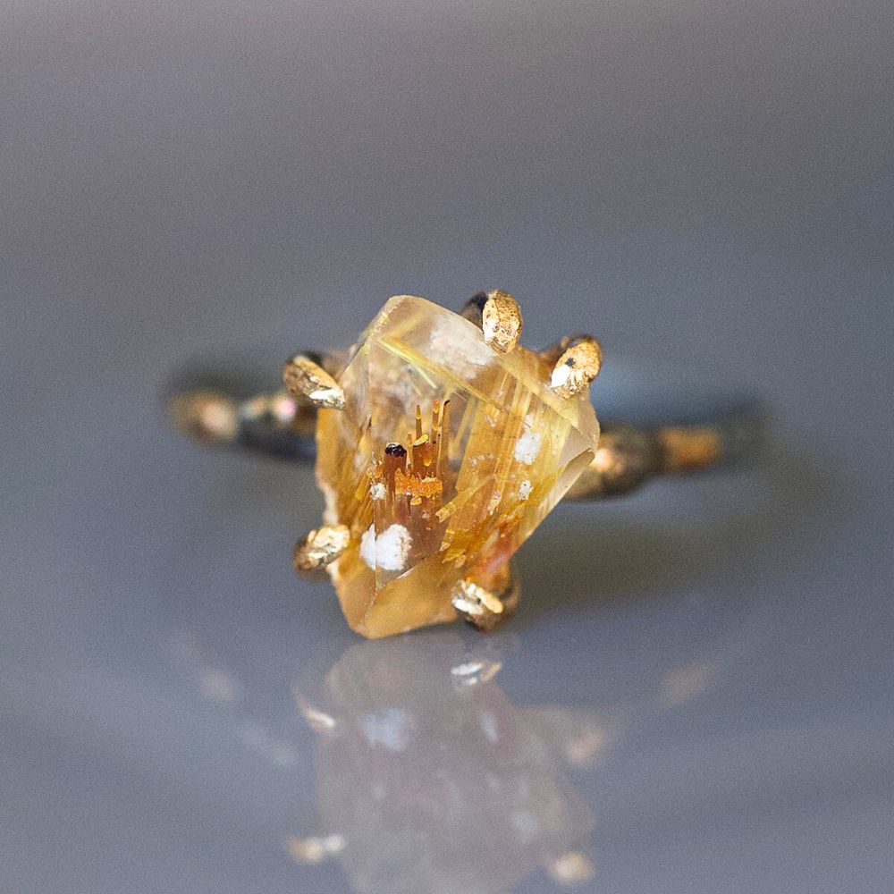 Rutilated Quartz Small Stone Ring