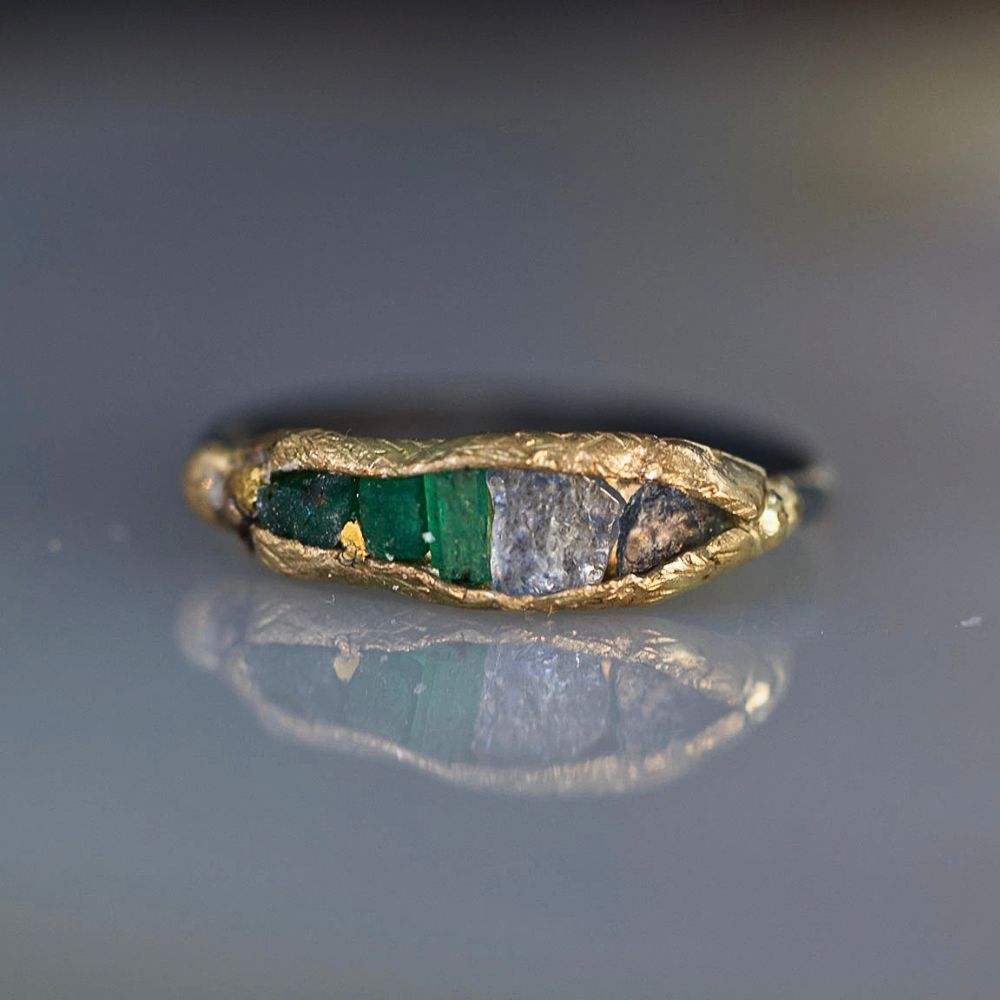 Montana Sapphire and Brazilian Emerald Band