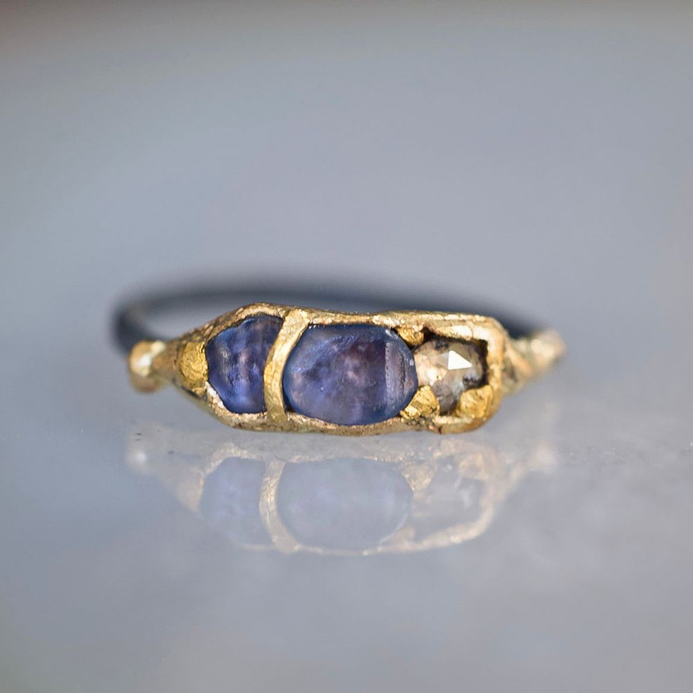 Sapphire and Rose Cut Diamond Band