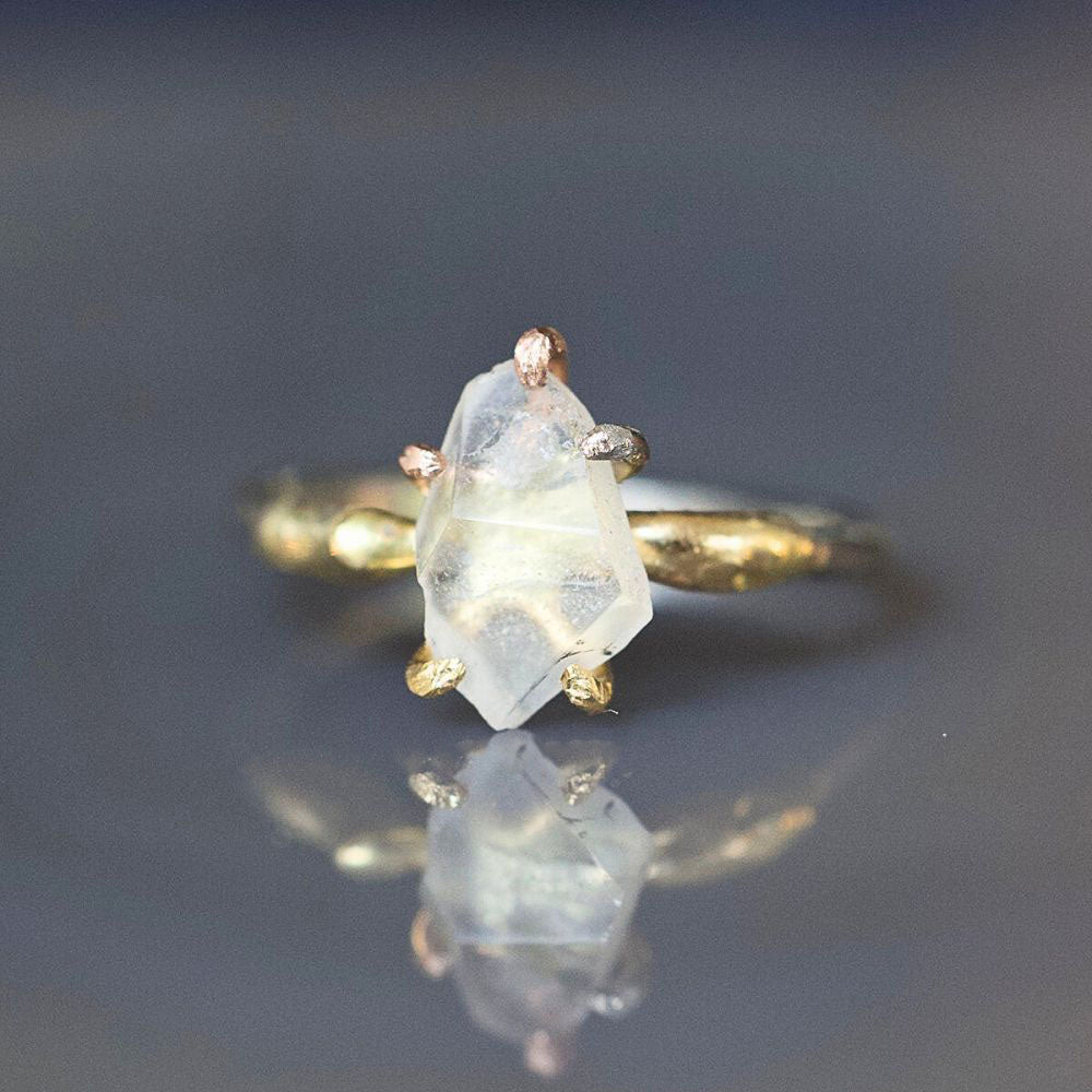 Sapphire Small Stone Ring on a Palladium and Gold Band