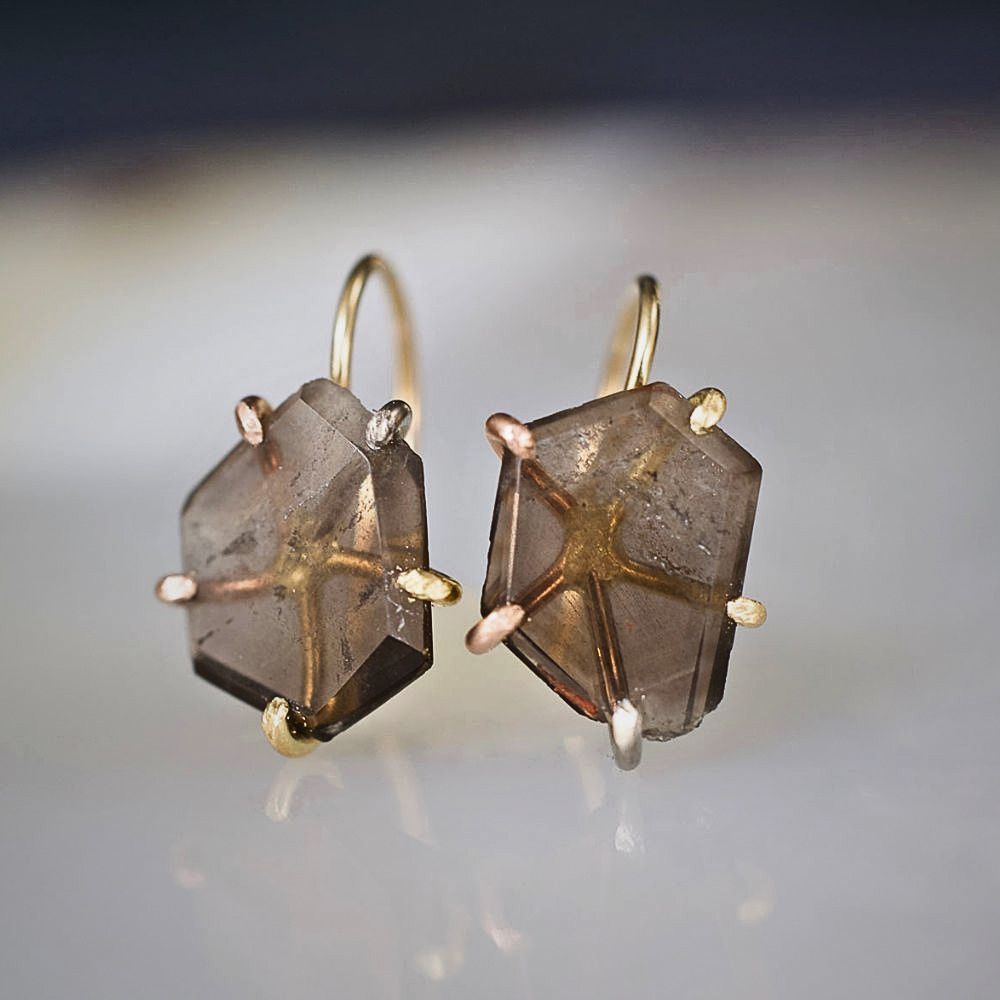 California Smokey Quartz Hook Earrings