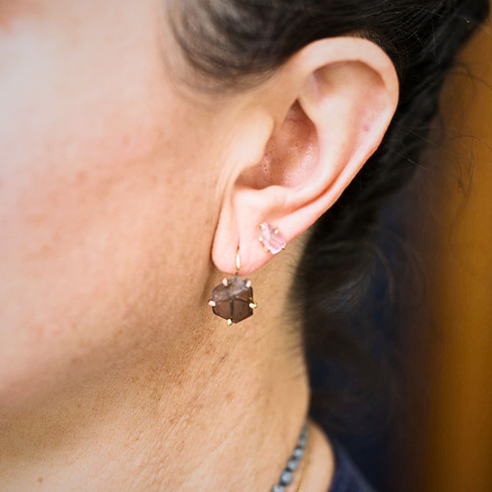 California Smokey Quartz Hook Earrings