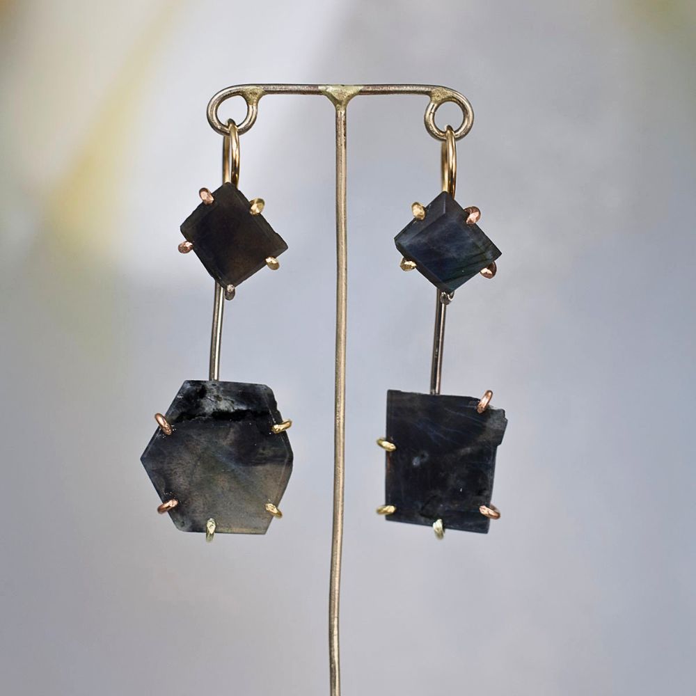 Spectrolite (high quality labradorite from Finland) Day to Night Earring Set