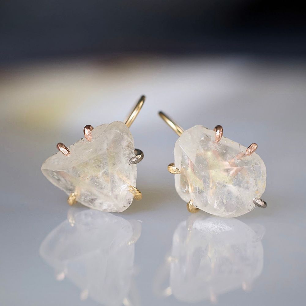 White Topaz Hook Earrings