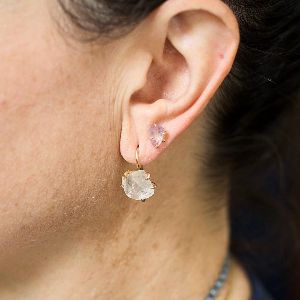 White Topaz Hook Earrings