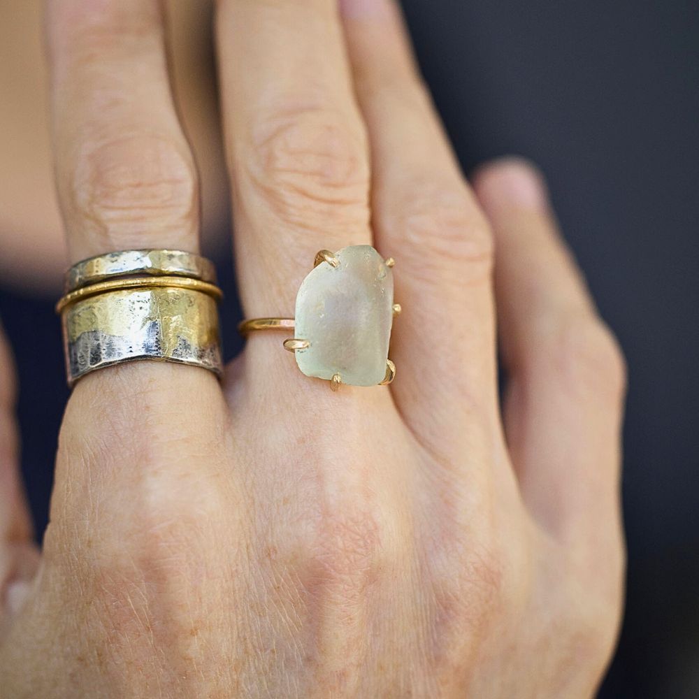 Topaz Large Stone Ring on a Rose Gold Band