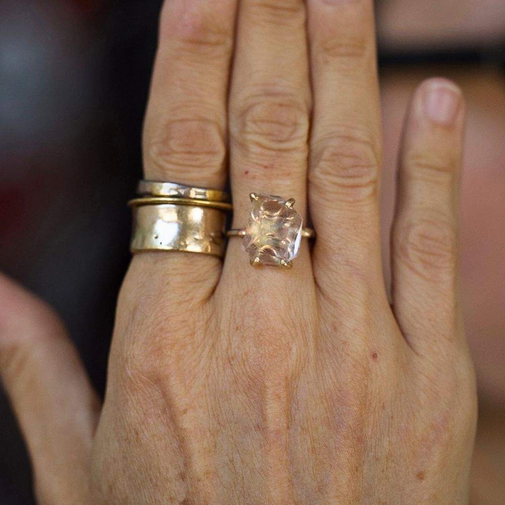 Topaz Medium Stone Ring on a Palladium and Gold Band