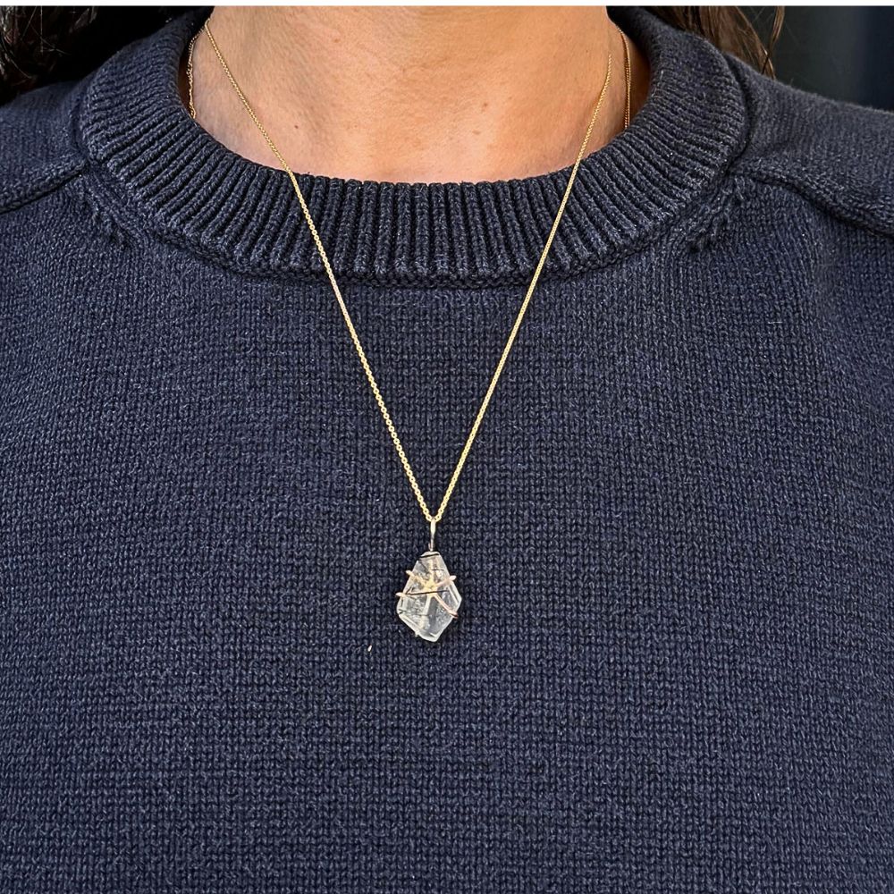 Tourmalated Quartz Medium Stone Pendant