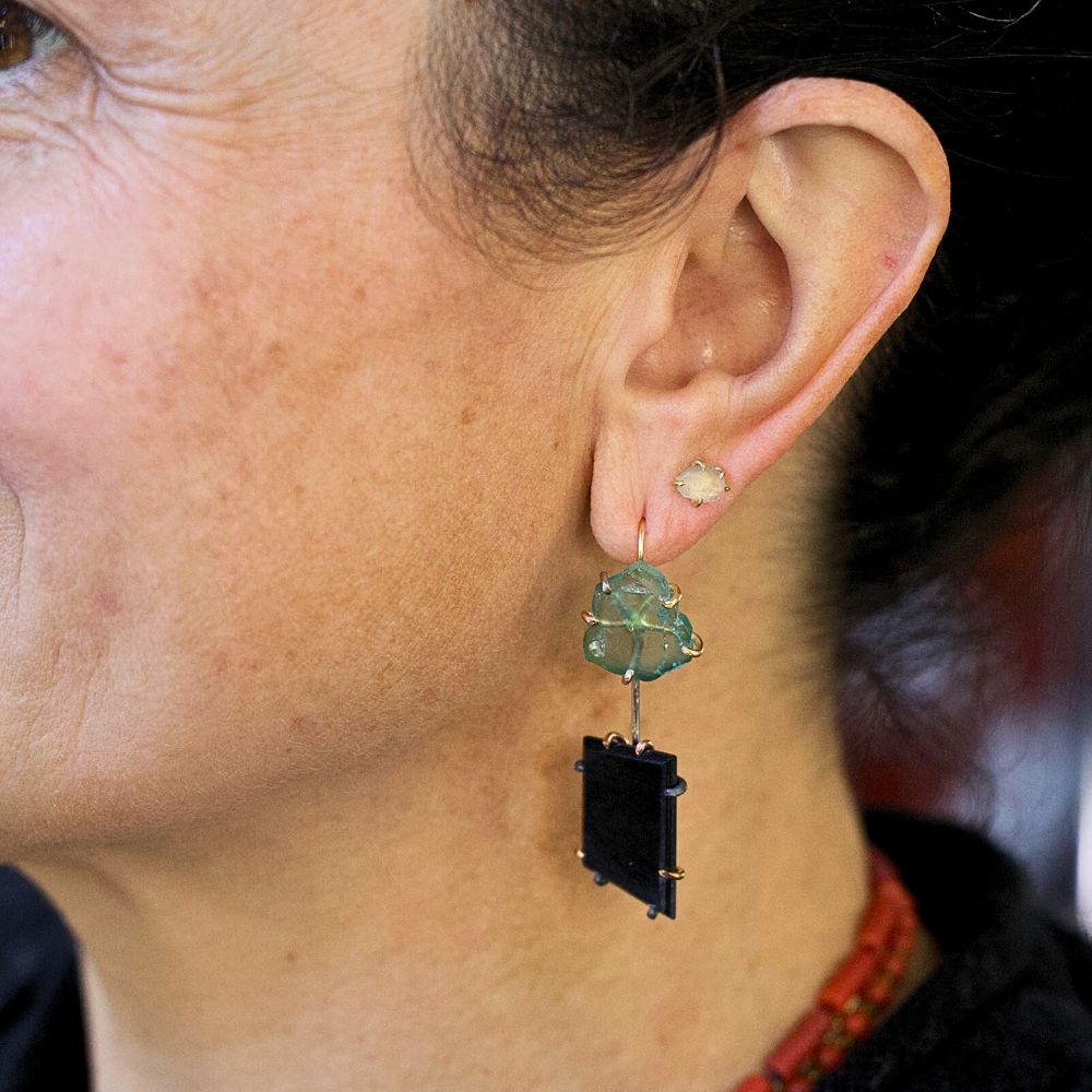 Tourmaline and Black Jade Day to Night Earring Set