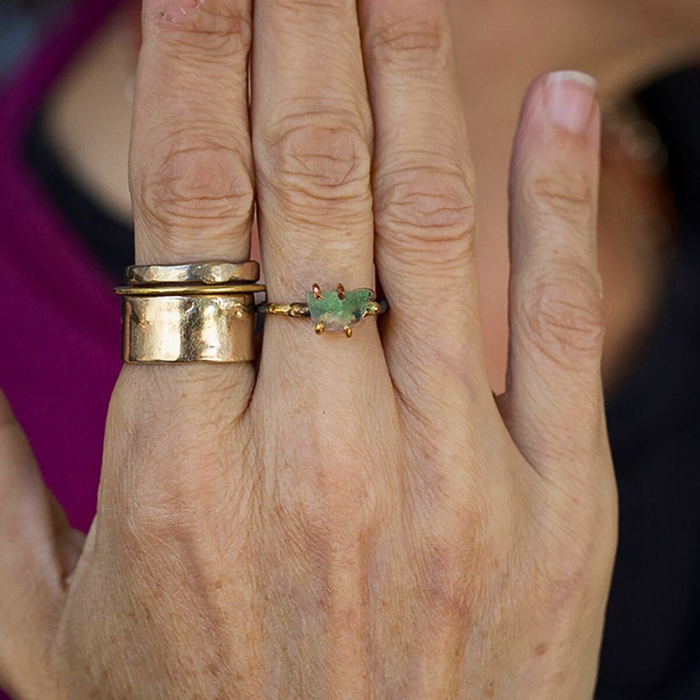 Bi Color Tourmaline Small Stone Ring