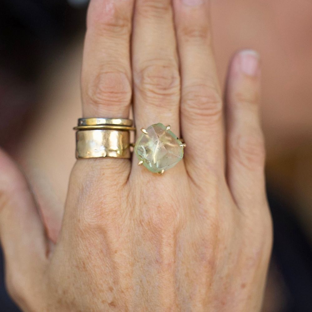 Tourmaline Large Stone Ring on a Yellow Gold Band