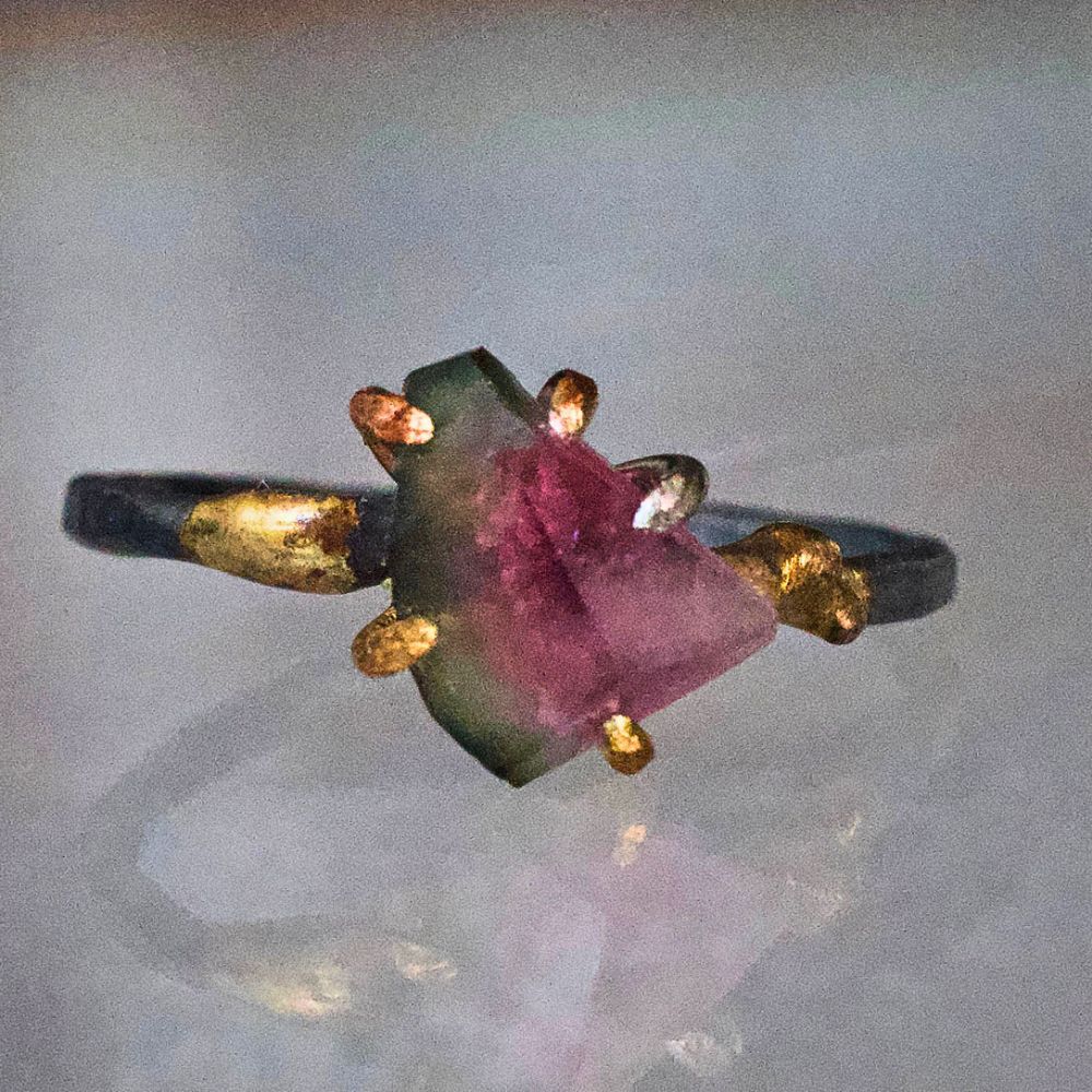 Watermelon Tourmaline Small Stone Ring
