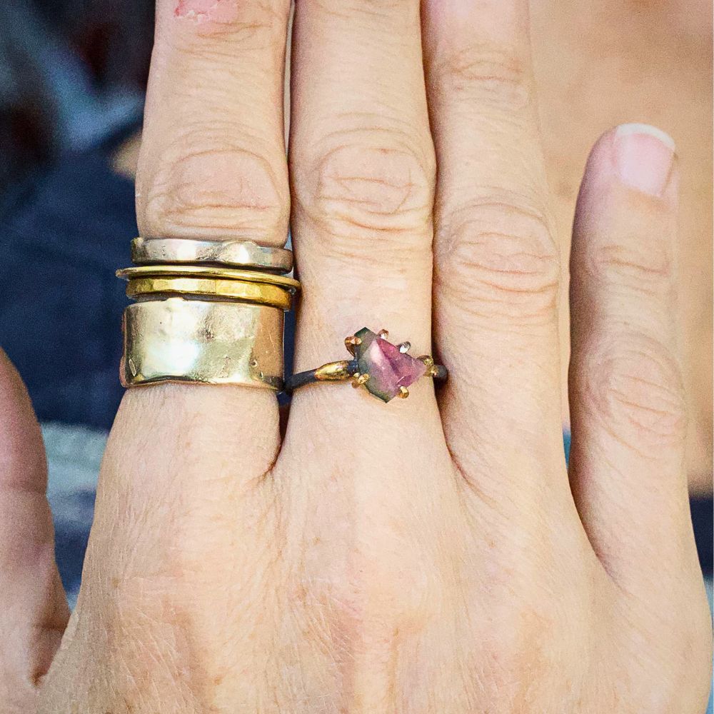 Watermelon Tourmaline Small Stone Ring