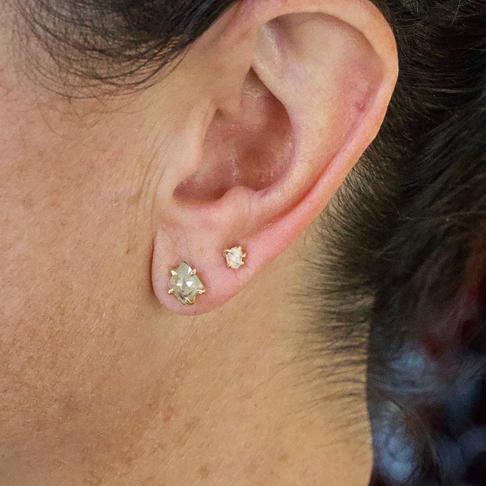 Yellow 1.1ct Rose Cut Diamond Studs