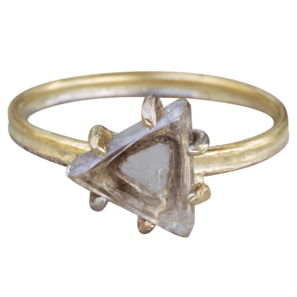 Rough Macle 1.8ct Diamond on our Gold Skinny Seamed Band