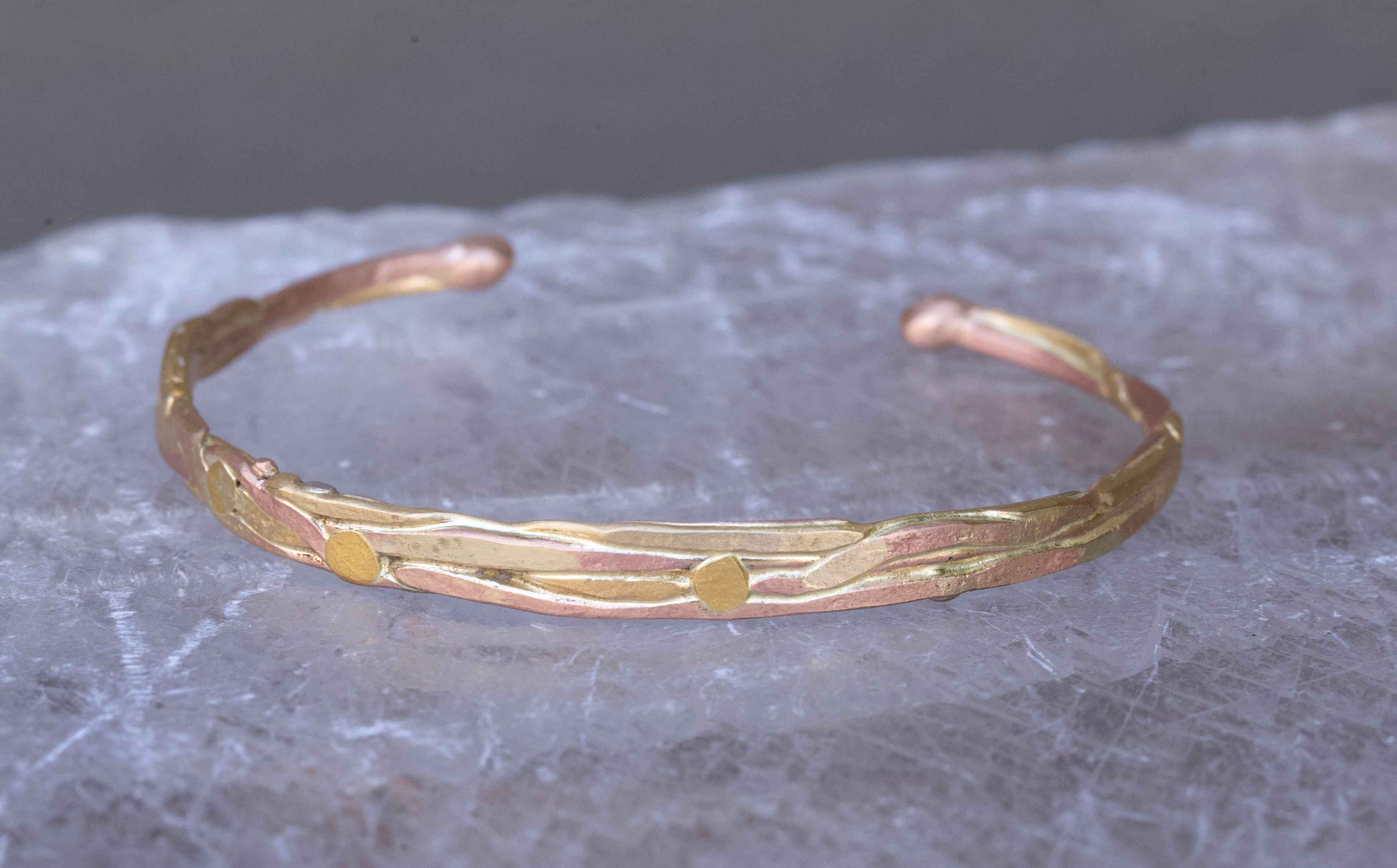 Rose, yellow and white gold cuff