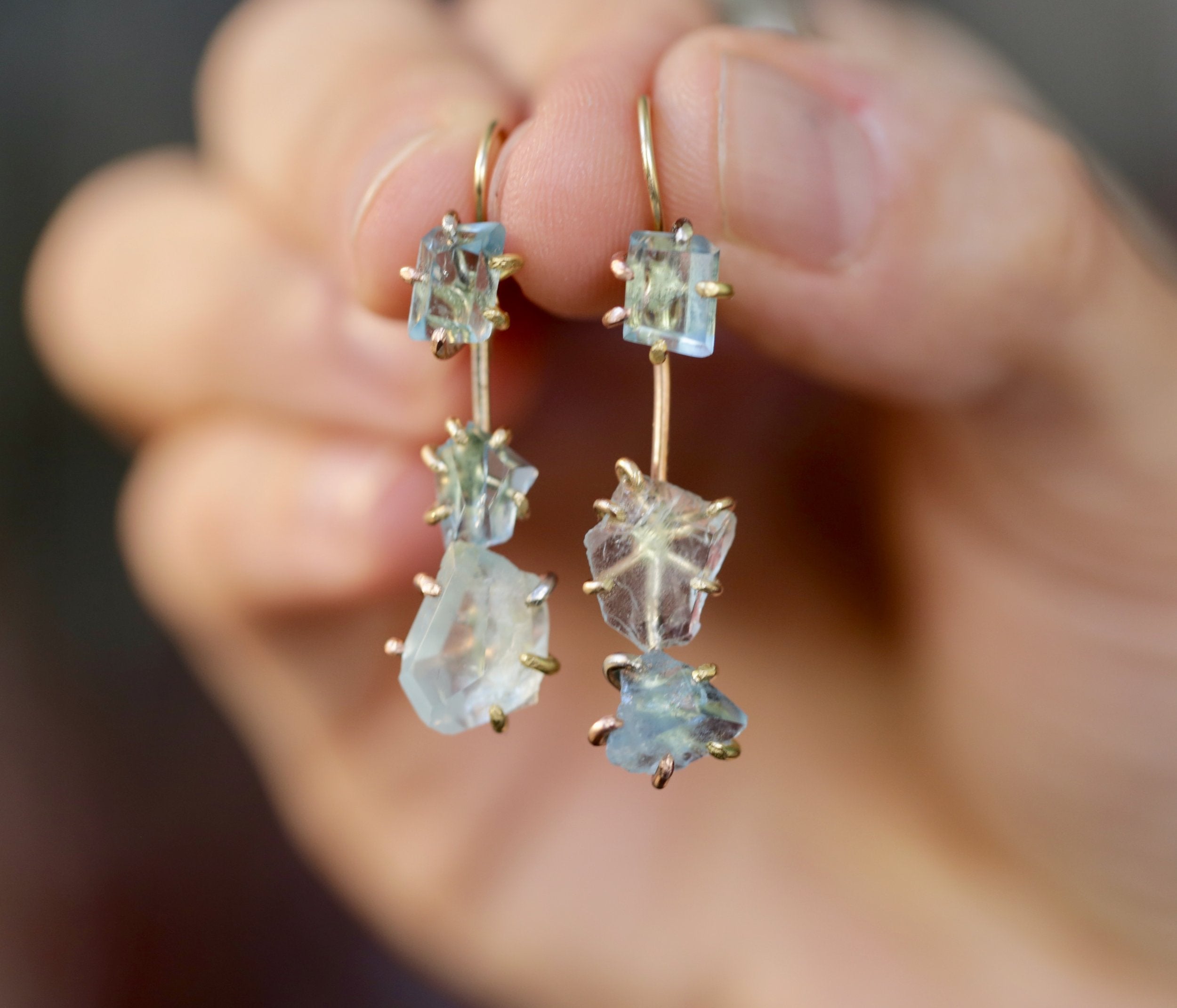 Aquamarine day to night earrings