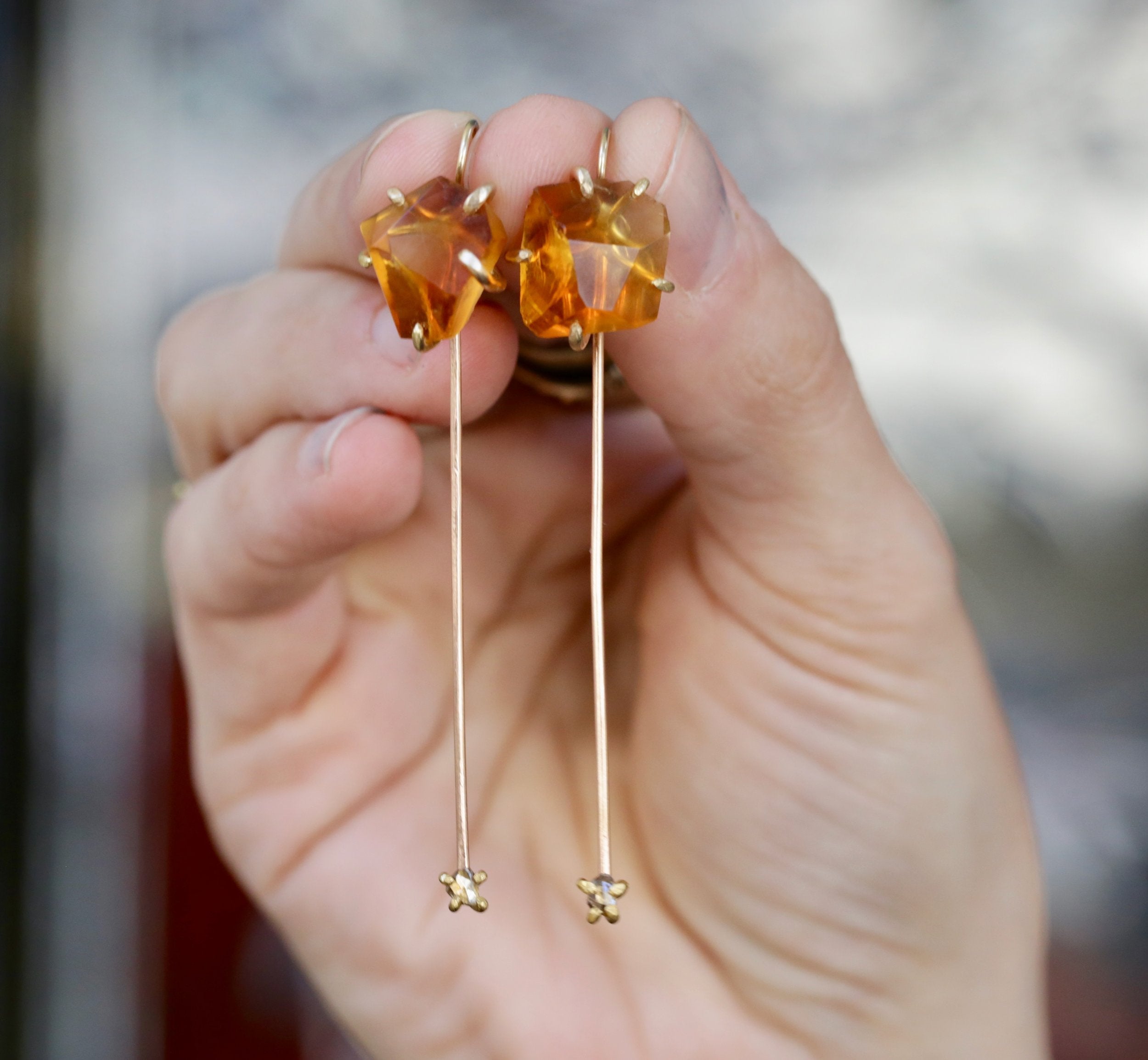 Citrine and diamond day to night earrings