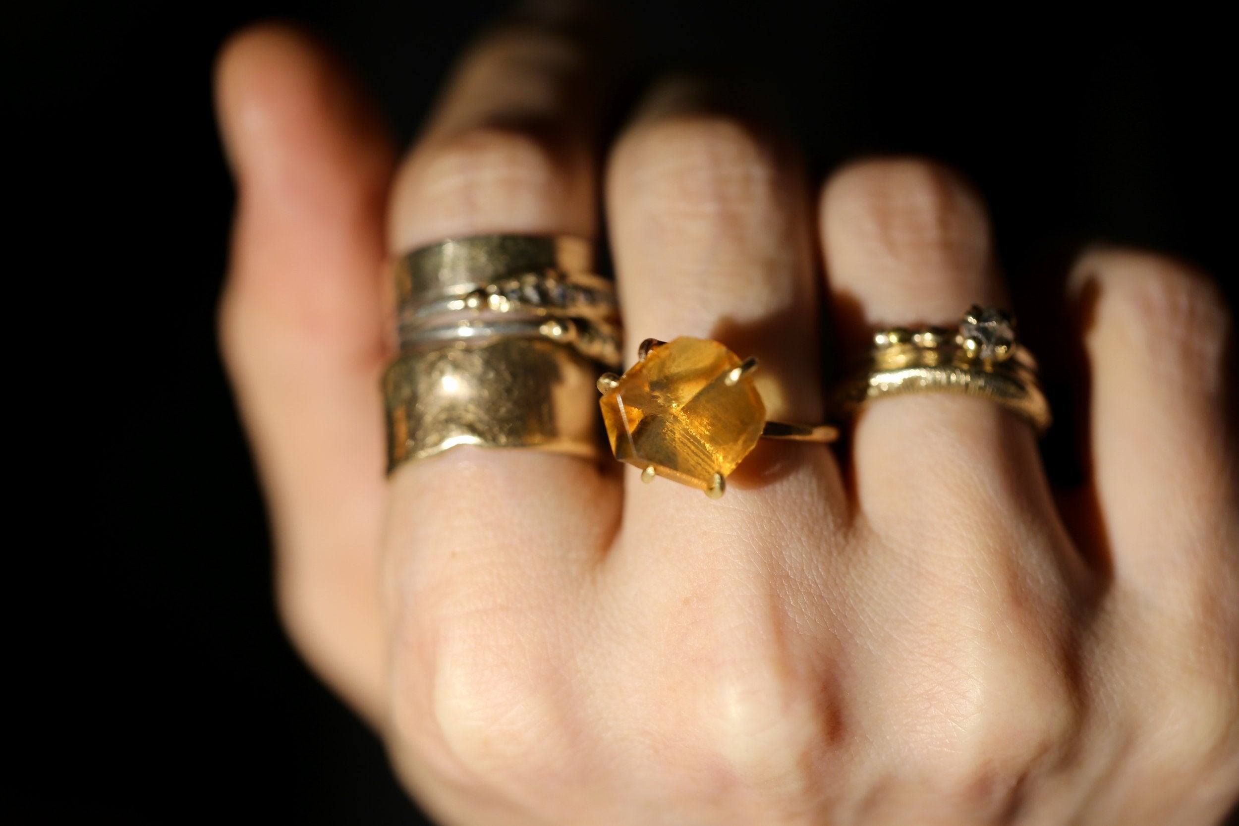 Citrine ring on hand