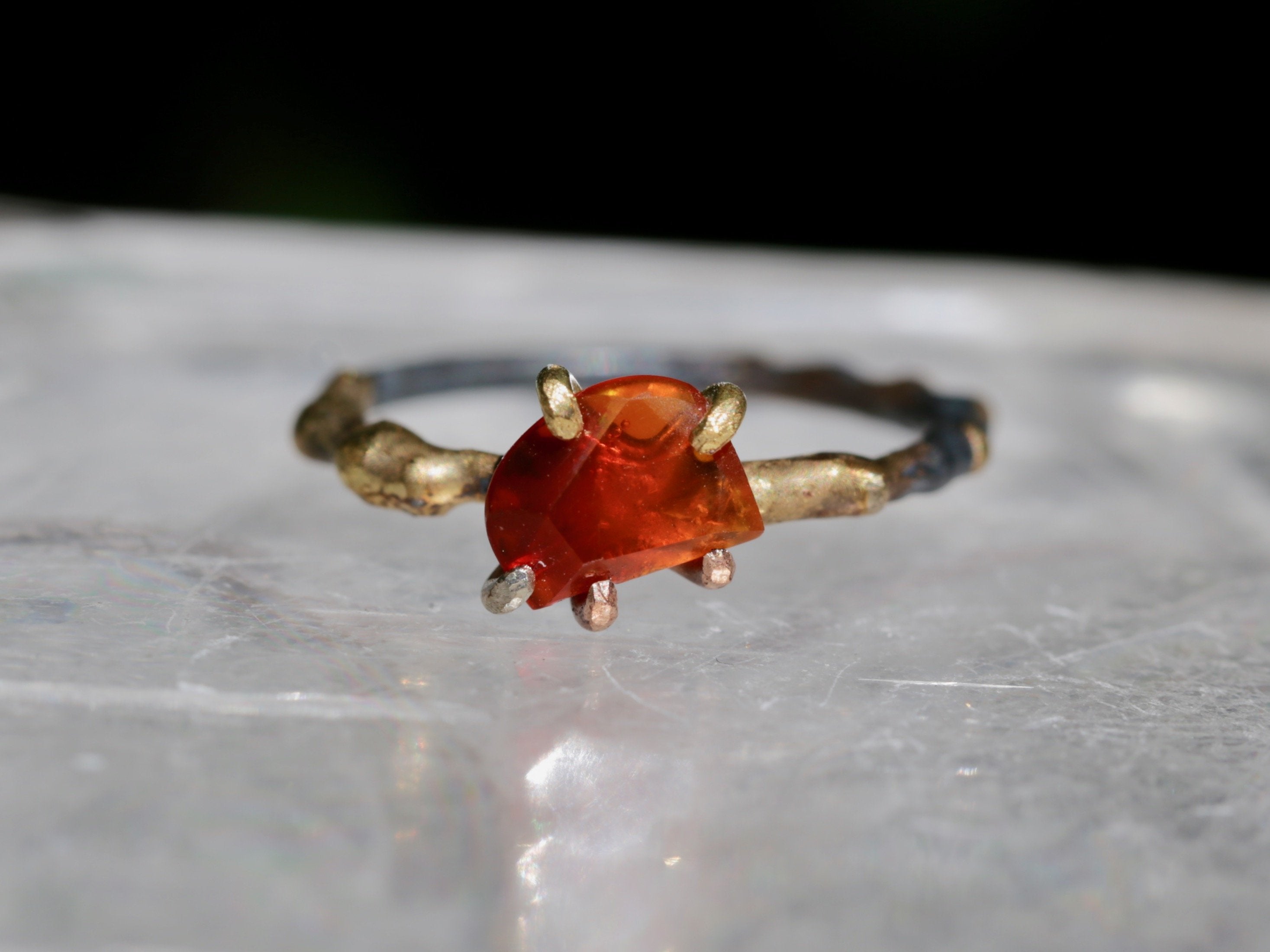 Mexican Fire Opal small ring