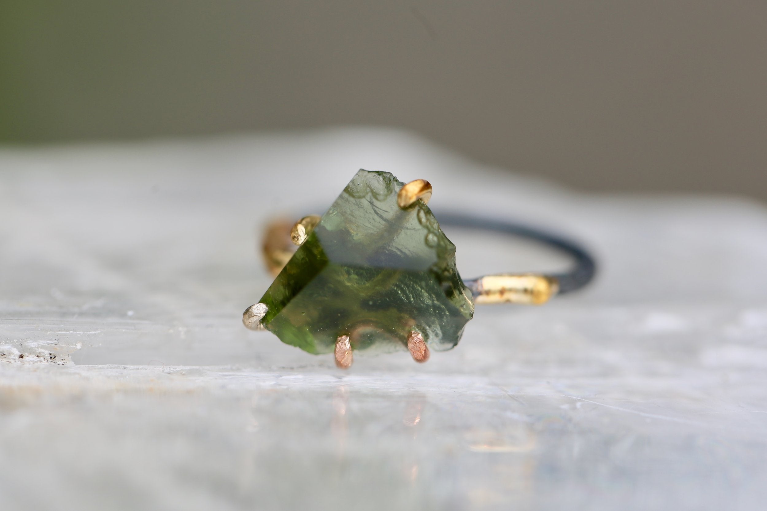 Moldavite ring