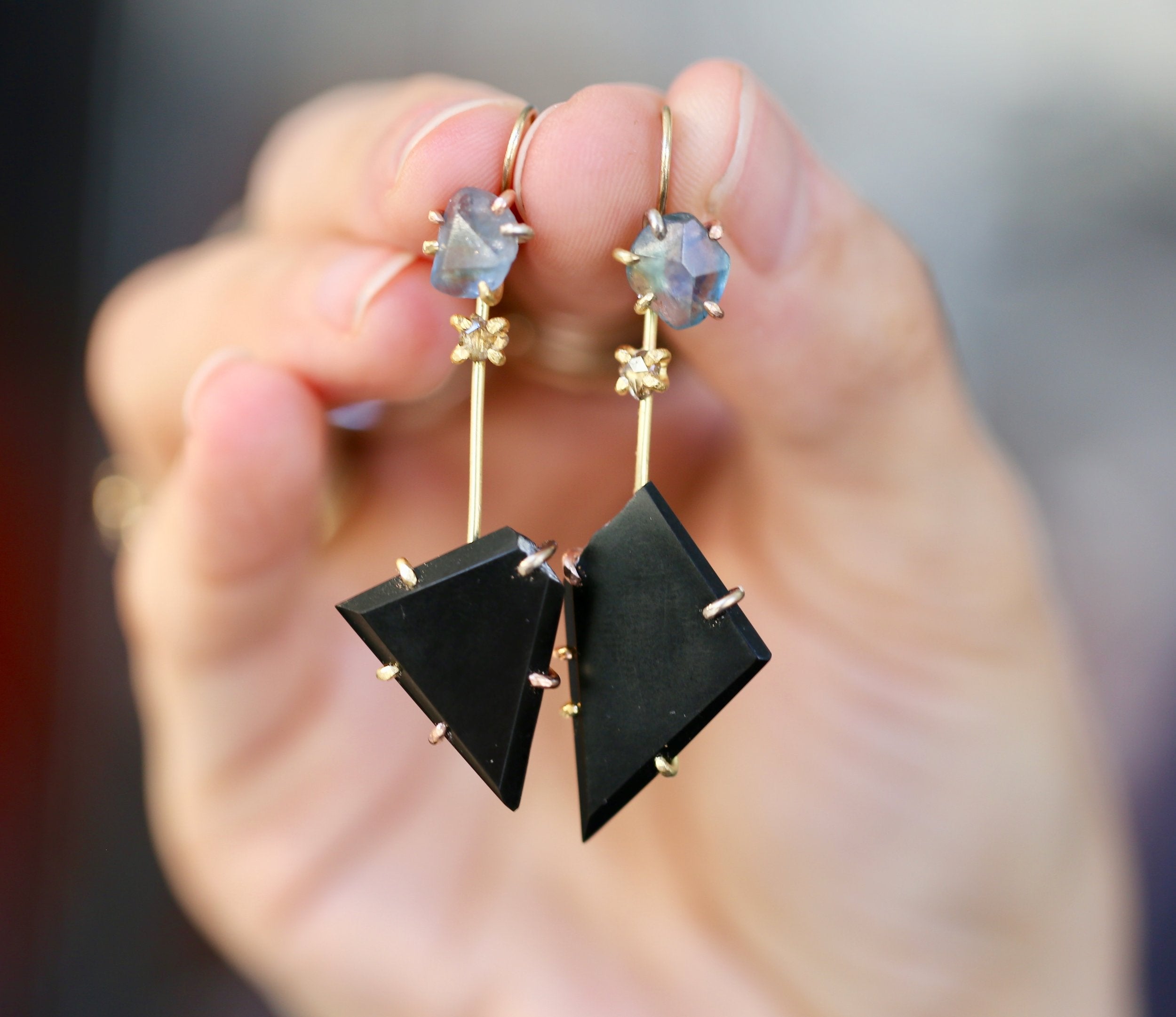 Montana Sapphire And Black Jade Day To Night Earrings