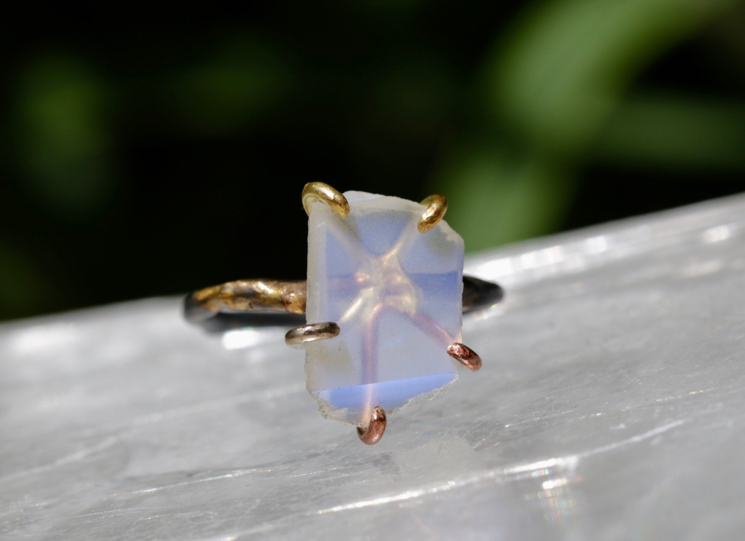 Rainbow Moonstone ring