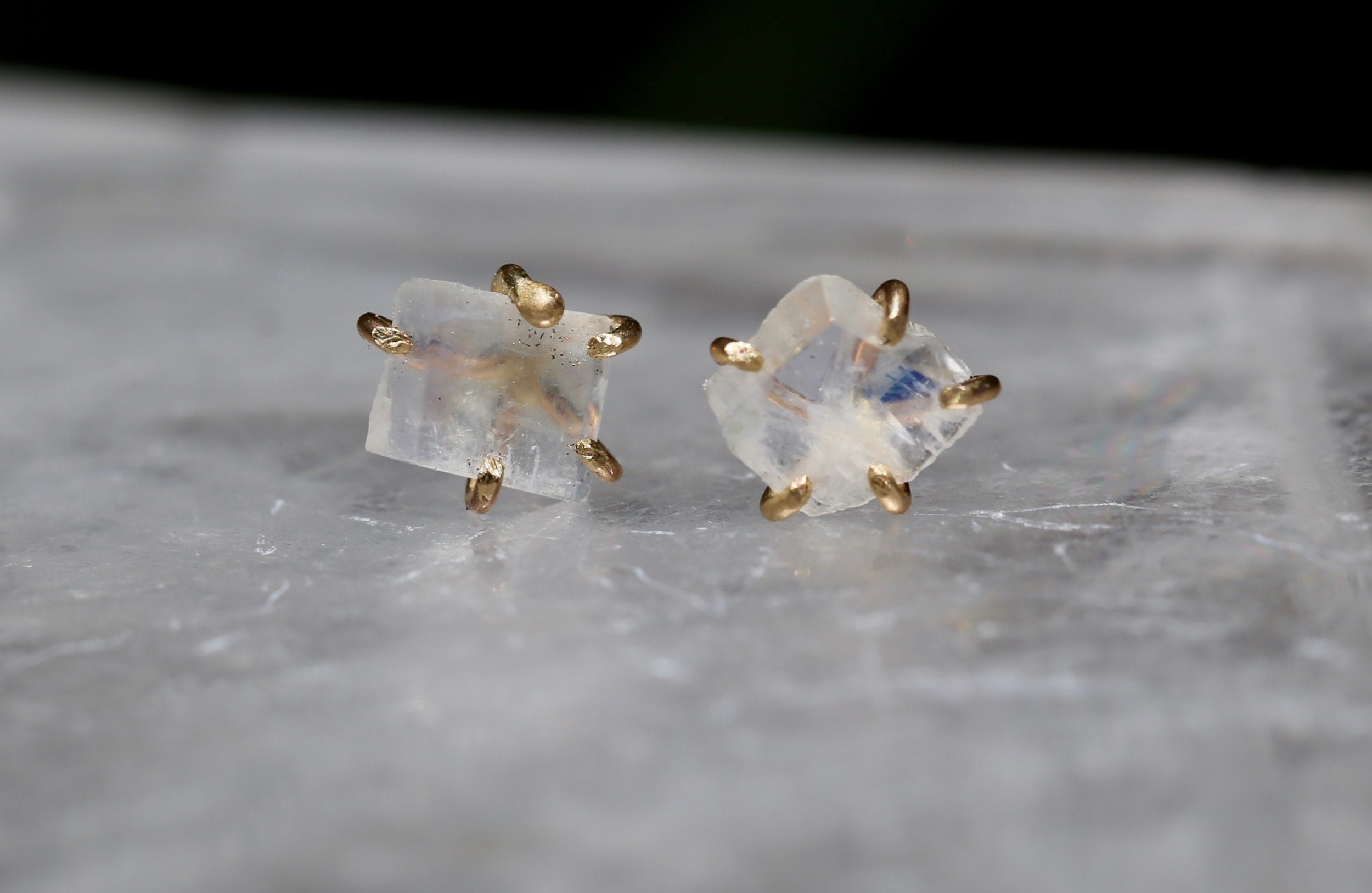 Rainbow Moonstone small studs