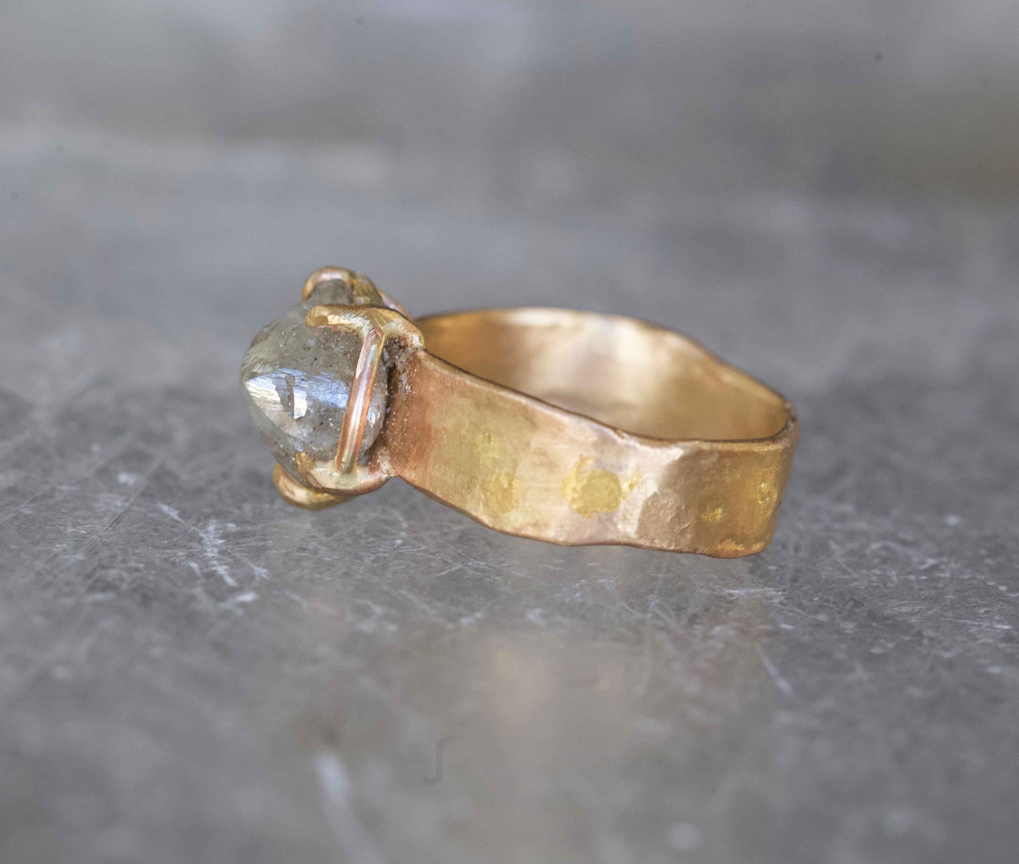 3.5 ct Rough Diamond on our 5mm Cigar Band