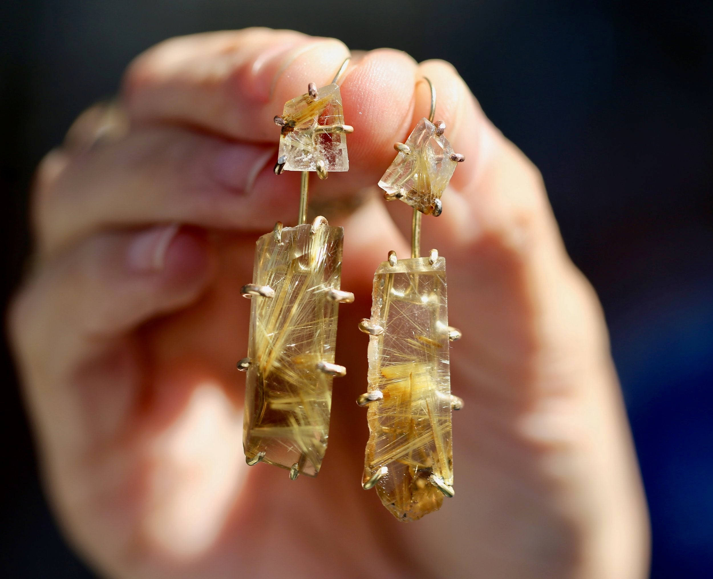 Tourmalated Quartz day to night earrings