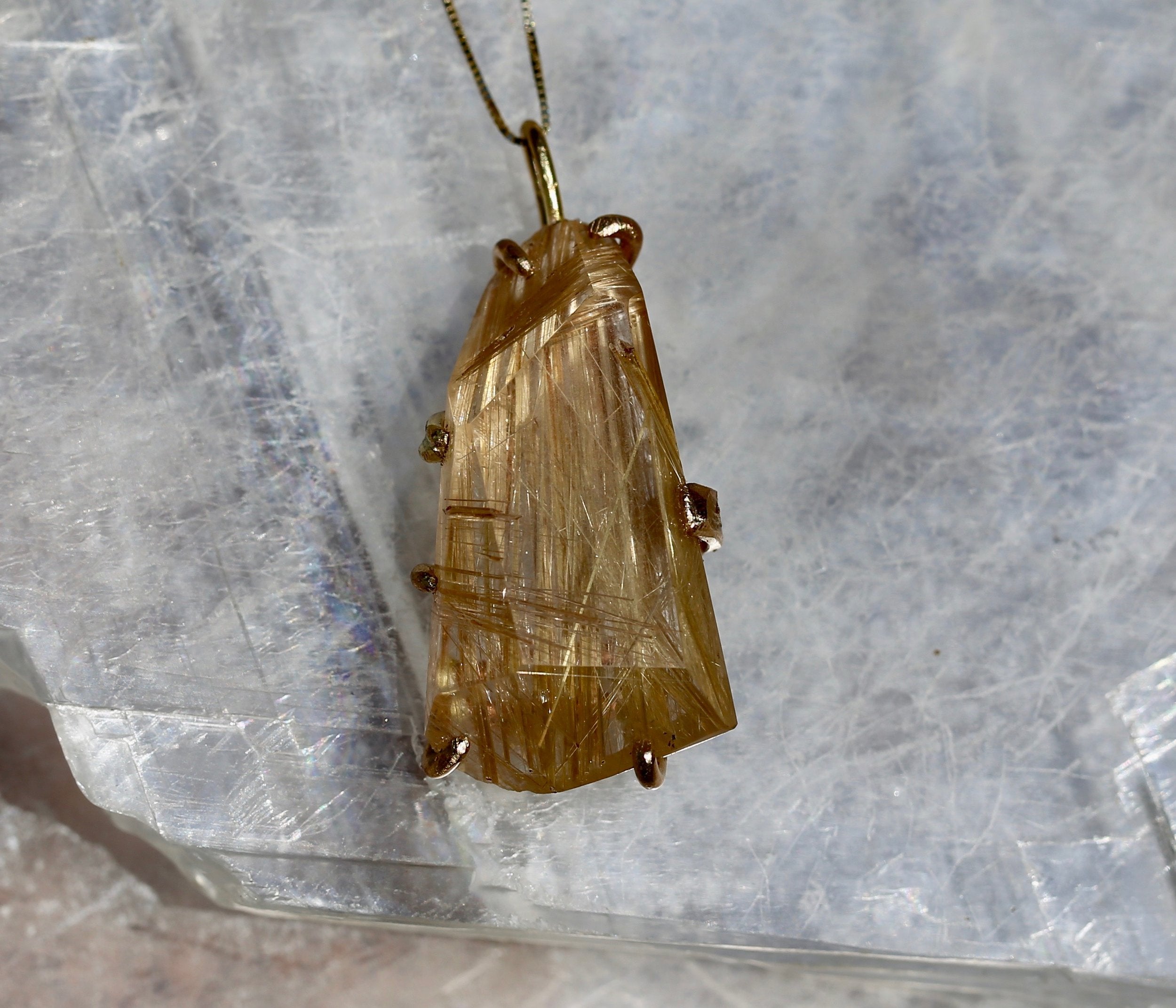 Rutilated quartz large pendant