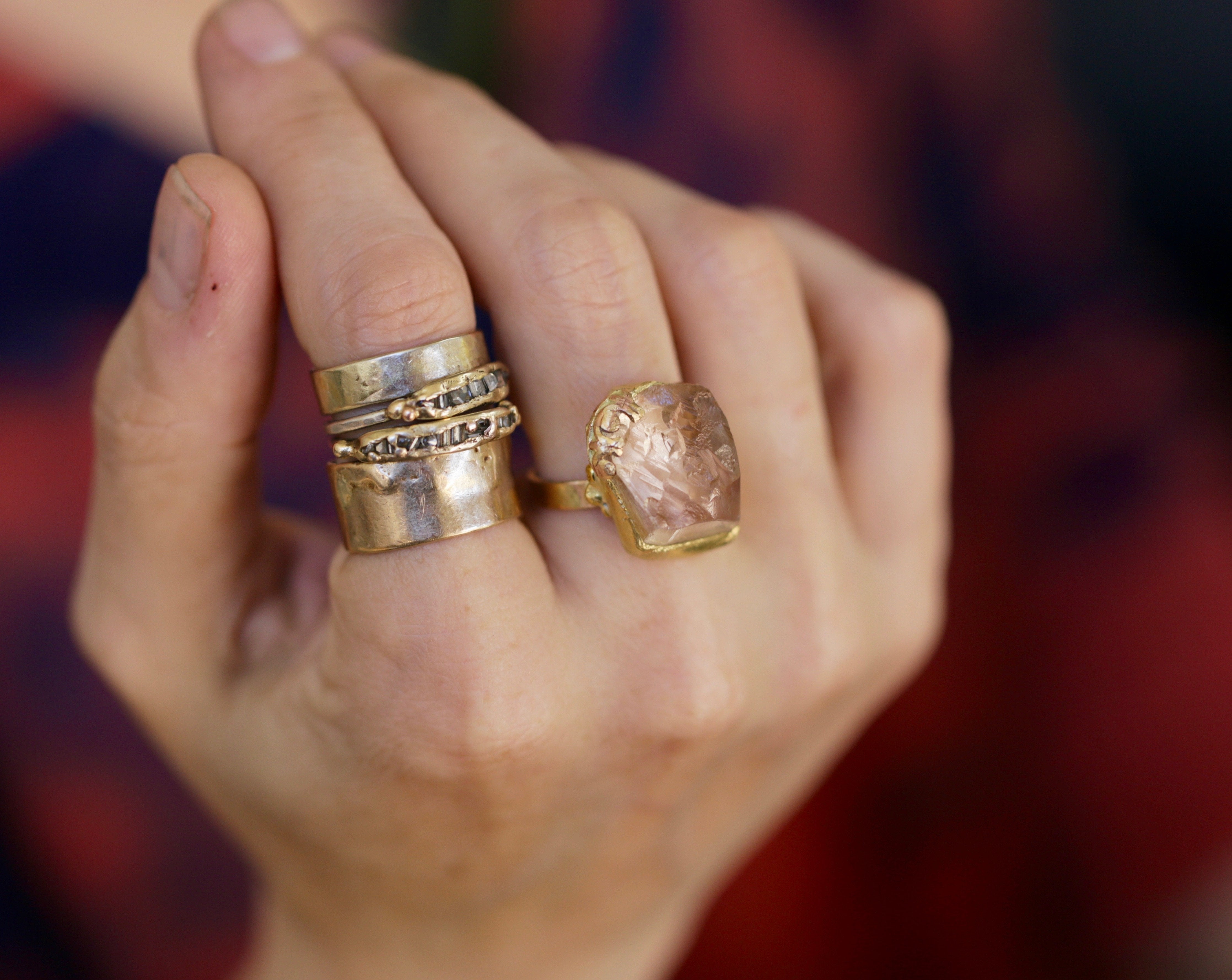 Mexican Topaz large ring on hand