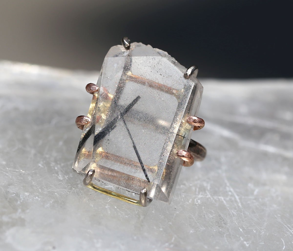 Tourmalated Quartz extra large ring