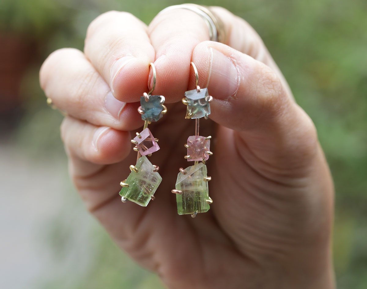 Tourmaline day to night earrings