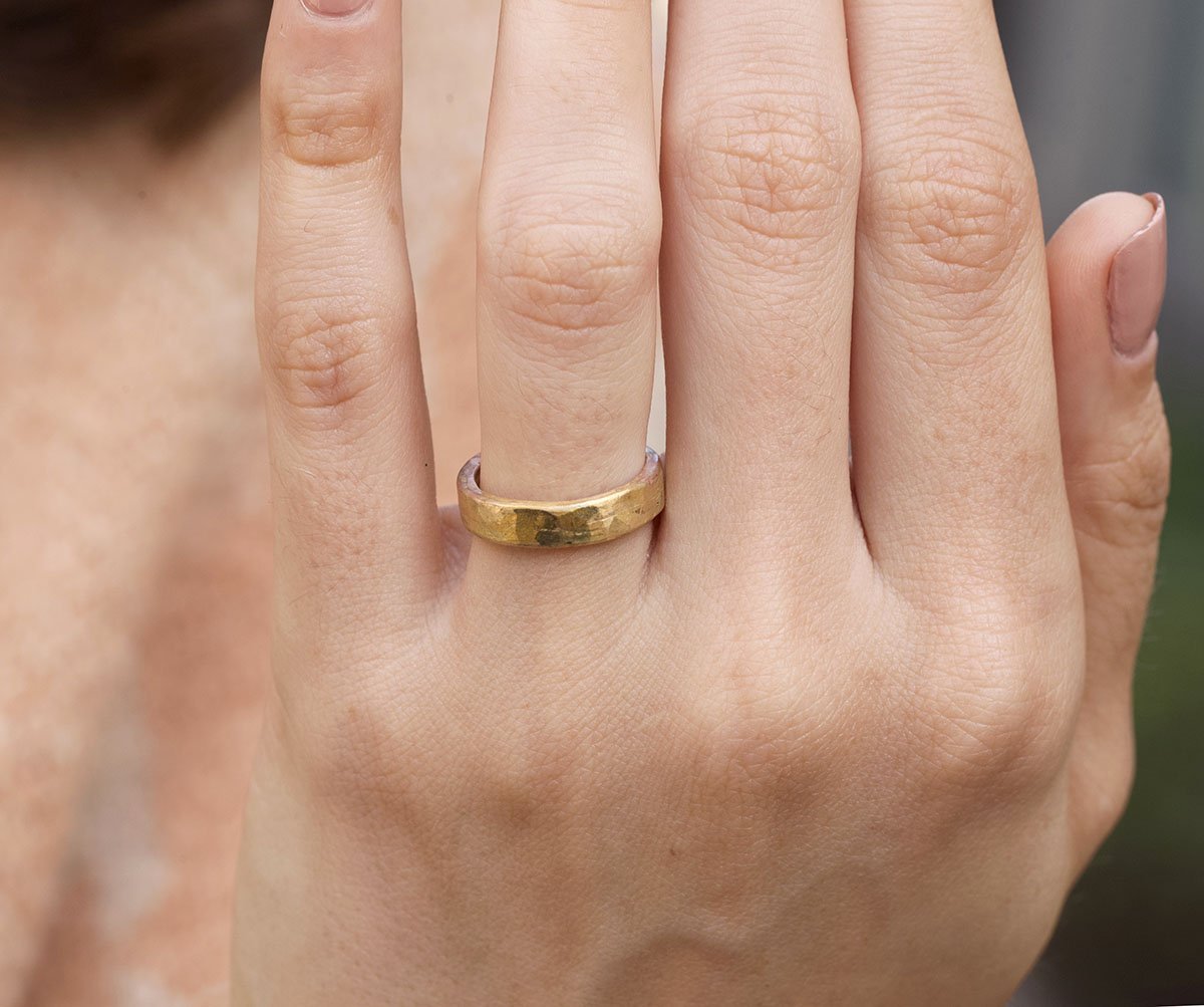 Yellow Gold Square Ribbon Ring