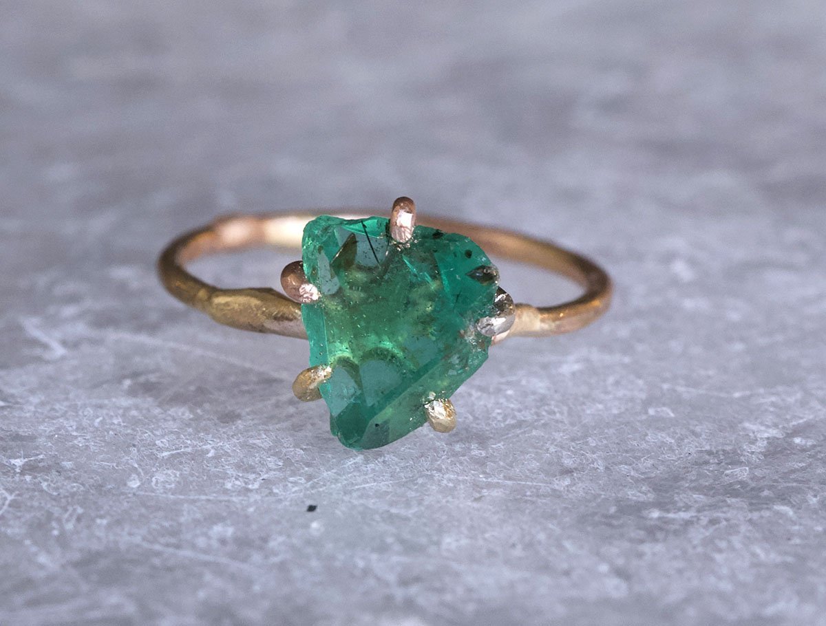 Zambian Emerald Yellow Gold Ring