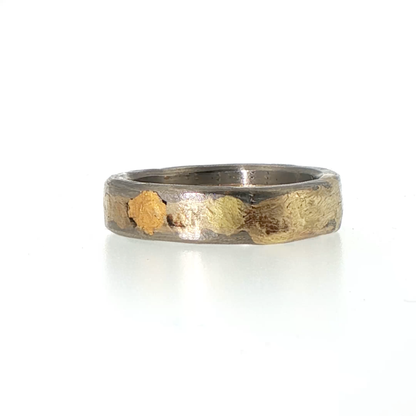 Palladium and Gold Heavy Seamed Band