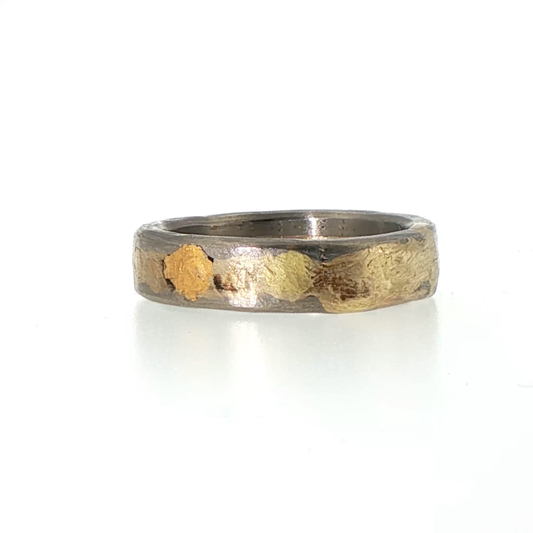 Palladium and Gold Heavy Seamed Band